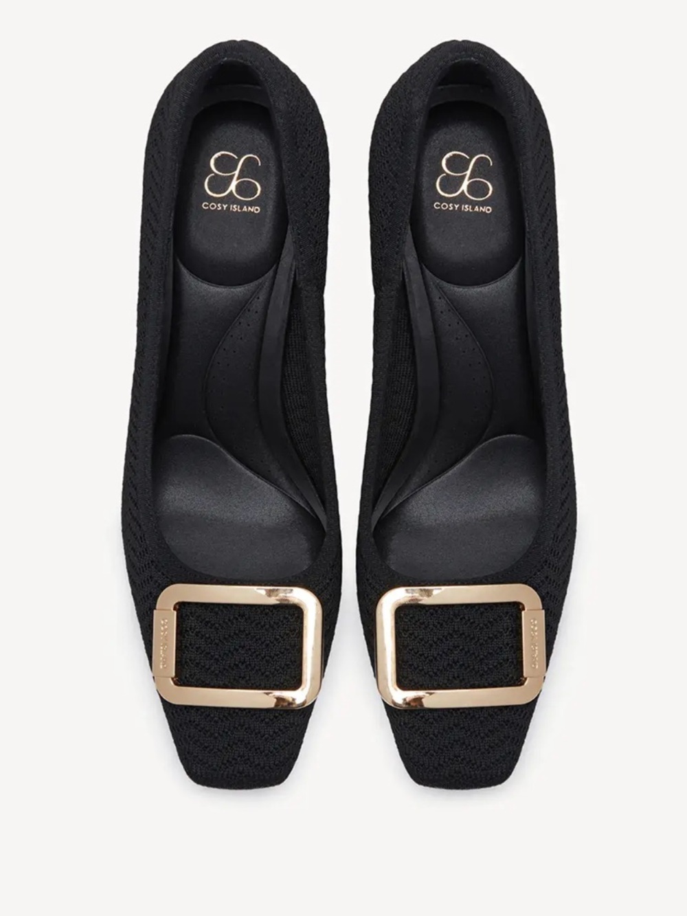 Cosy Island Signature Buckle Square Toed Pumps